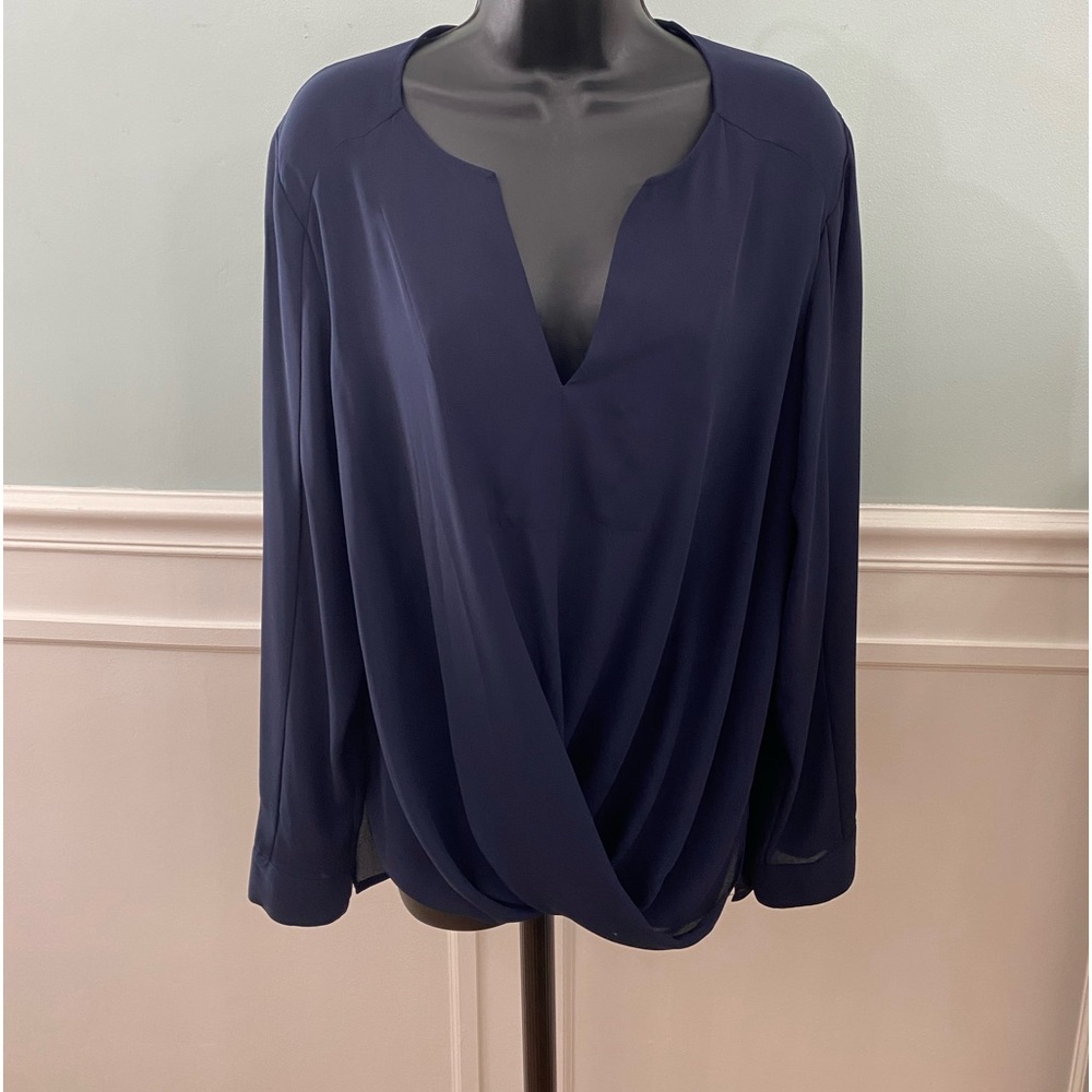 Navy Blue drape blouse.